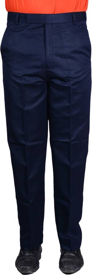 Regular Fit Men Blue Polycotton Trousers