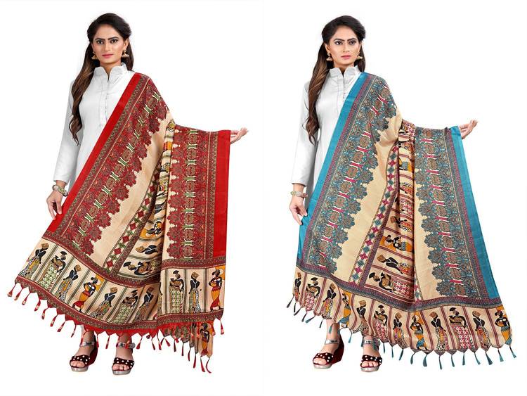 Khadi Silk Printed Multicolor Women Dupatta