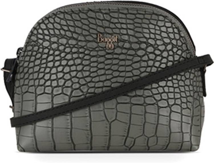 Grey, Black Women Sling Bag