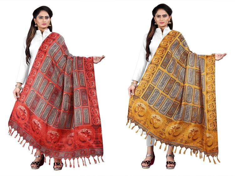 Khadi Silk Printed Red Women Dupatta