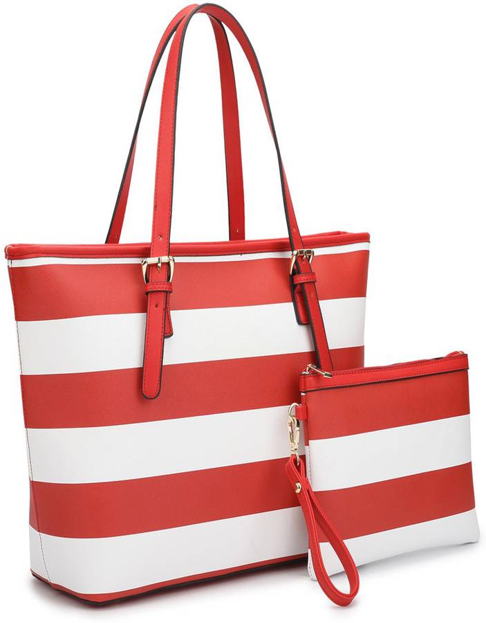 Women Red, White Tote