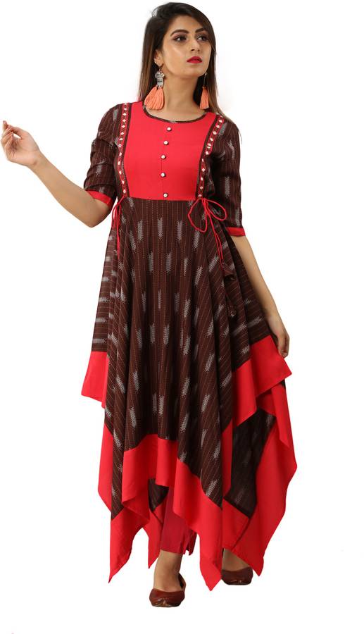 Women Printed Rayon Asymmetric Kurta