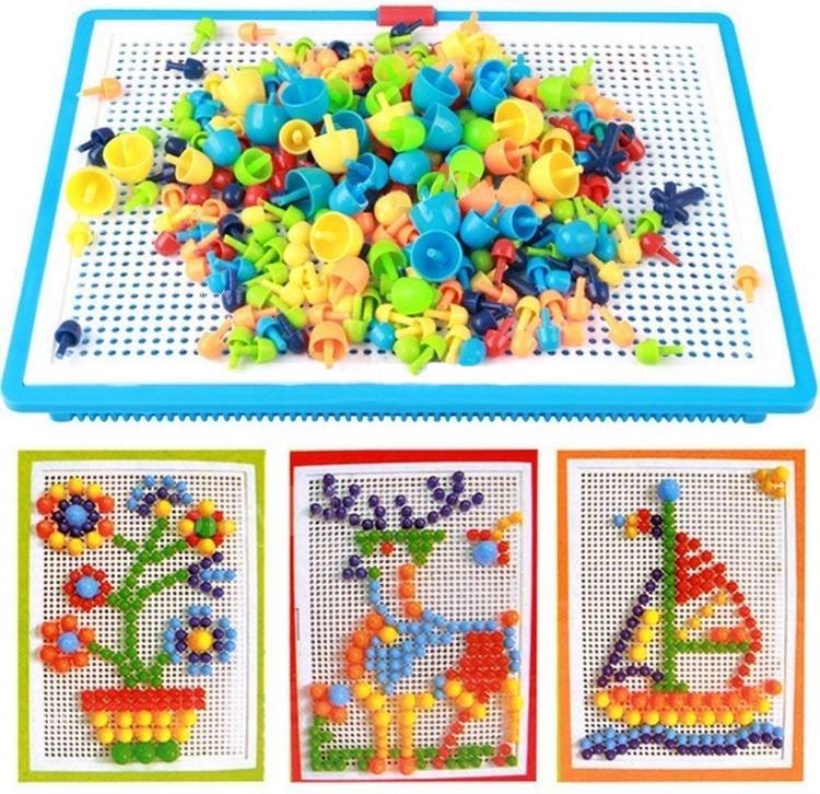 Parteet Creative Jigsaw Puzzle Building Nails Blocks | Colorful Nails | Pegboard