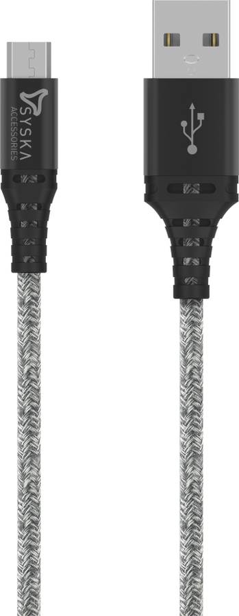 Syska CCMP10-GY 2.4 A 1.5 m Micro USB Cable