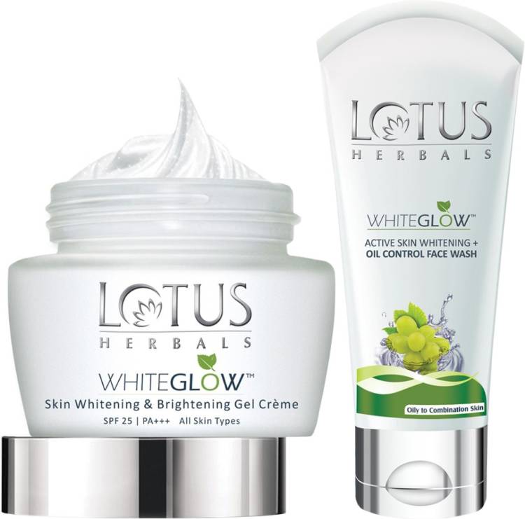 LOTUS HERBALS White Glow Skin Whitening and Brightening Gel Cream with Oil Control Face Wash Price in India