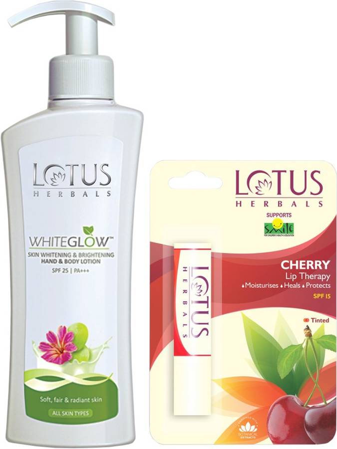 LOTUS HERBALS White Glow Hand and Body Lotion with Cherry Lip Therapy