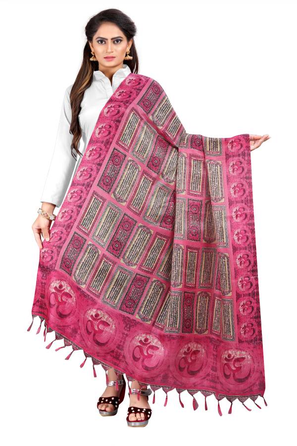 Khadi Silk Printed Pink Women Dupatta