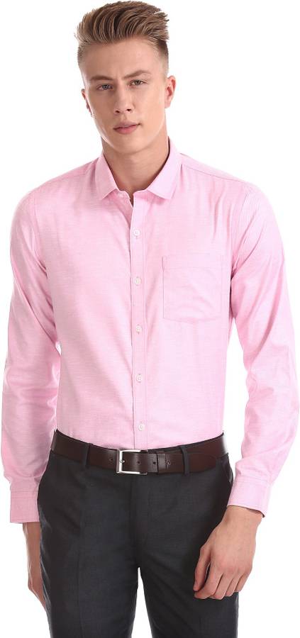 Men Self Design Formal Cut Away Shirt