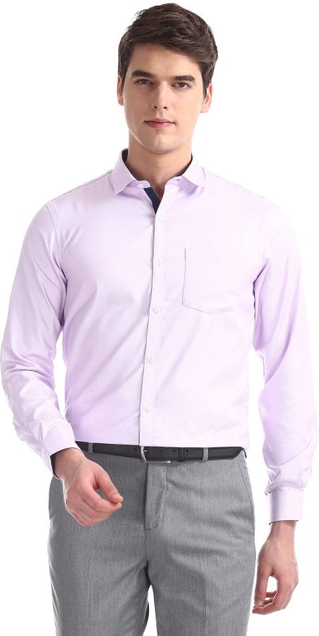 Men Slim Fit Solid Spread Collar Formal Shirt