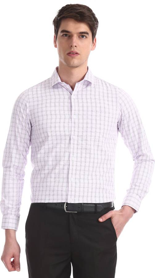 Men Checkered Formal Cut Away Shirt