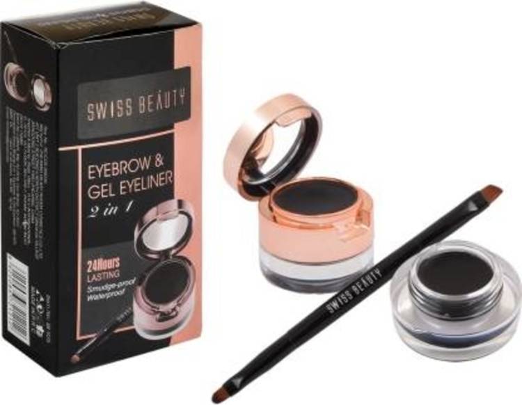 SWISS BEAUTY 2In1 Gel Eyeliner & Eyebrow Powder 24Hrs Smudge-Proof 3g+ 4g 7 g Price in India