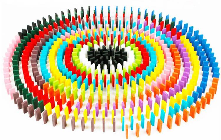 Shopoholic 12 Colour Creative Wooden Colored Domino Blocks for Model