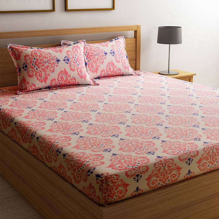 Flipkart SmartBuy 104 TC  Cotton Double Motifs Bedsheet