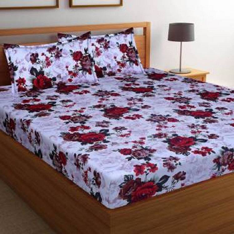 New Click Shop 144 TC Cotton Double Floral Bedsheet