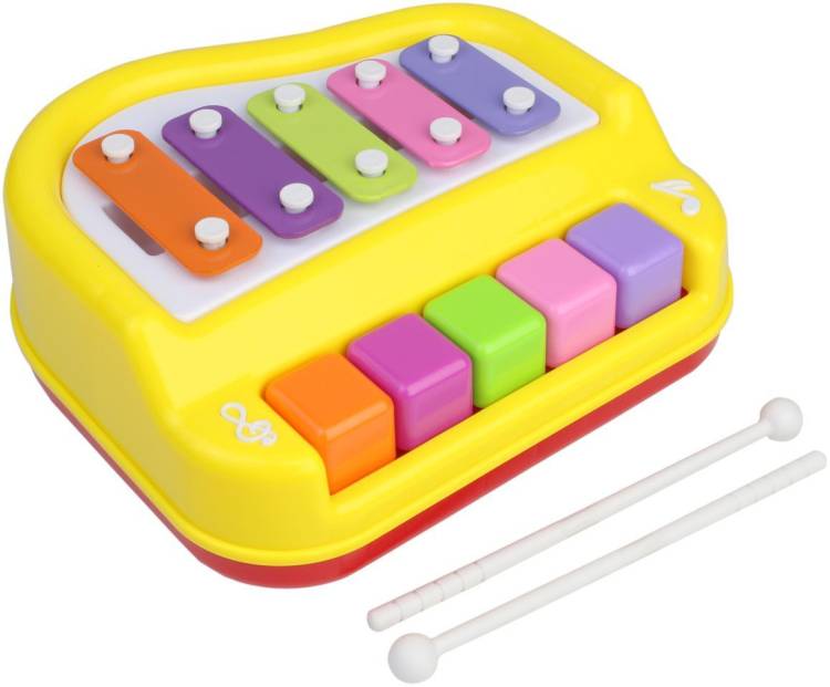 jmv 5 Key Piano Organ and Xylophone Musical Toy with 2 Mallets for Kids Ages 3+ Years