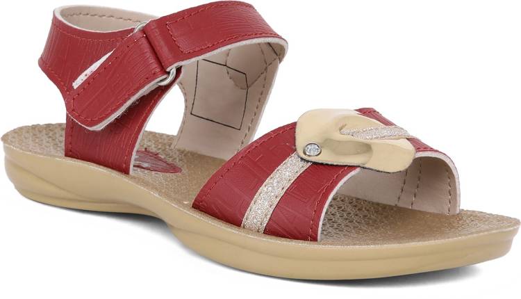 Women PU0677CP Red Flats Sandal Price in India