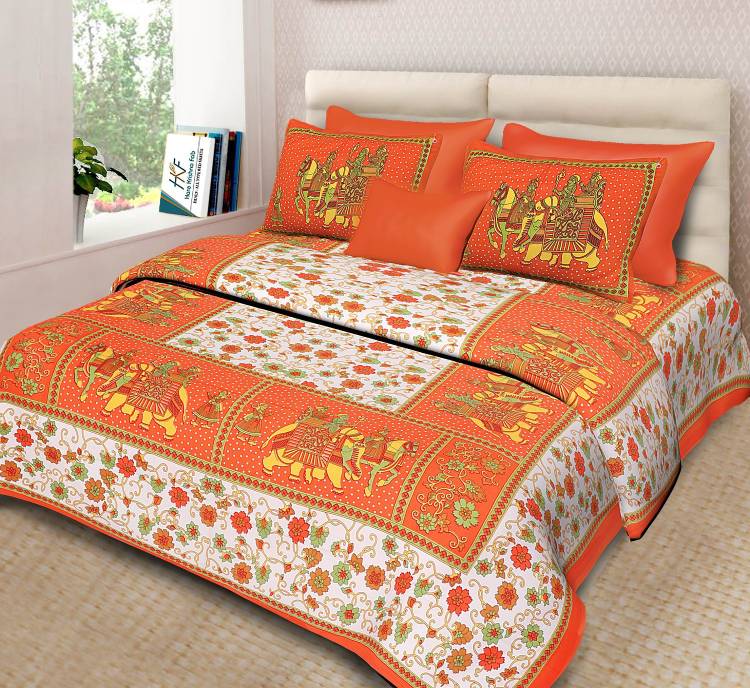 hkf 110 TC Cotton Double King Printed Bedsheet