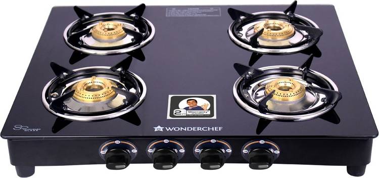 WONDERCHEF Ruby Black Cooktop Glass Manual Gas Stove