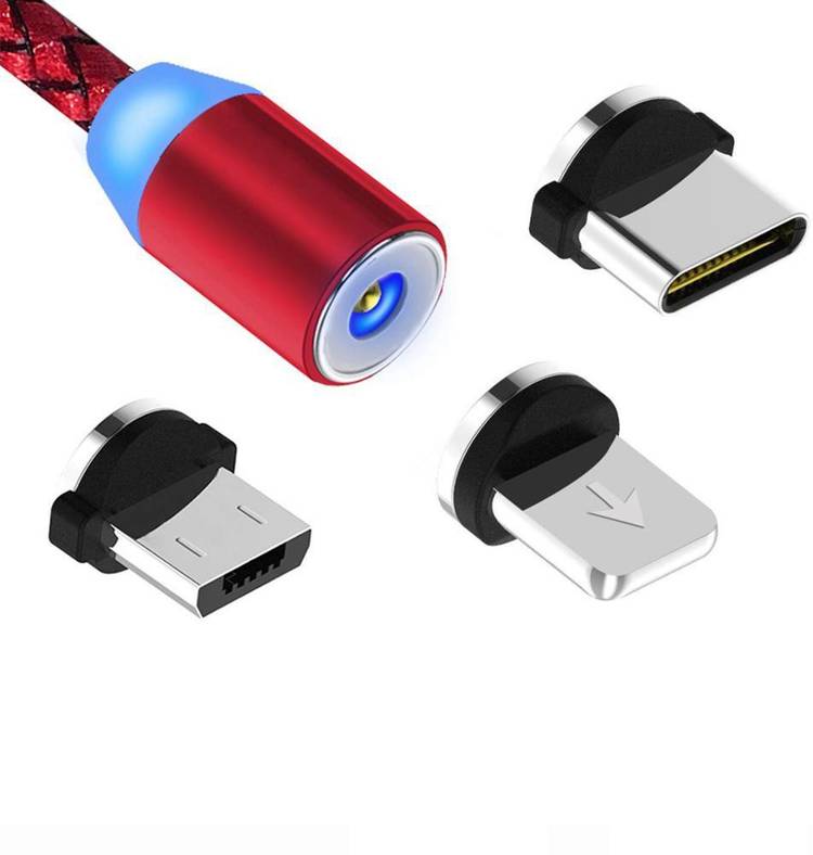 Sunnybuy 3 in 1 Nylon Braided Fast Charging Cord Magnetic Charger USB Cable 2 m Magnetic Charging Cable