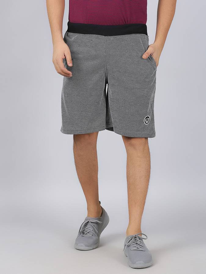 Self Design Men Black Sports Shorts