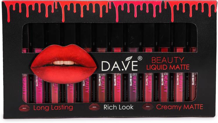 Dave Beauty Liquid Matte Lipsticks Full Collection-(Set of 12 Shades) Price in India