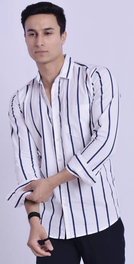 Men Striped Casual Spread Shirt