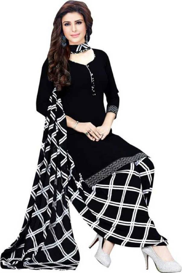 Crepe Printed, Checkered Salwar Suit Material Price in India