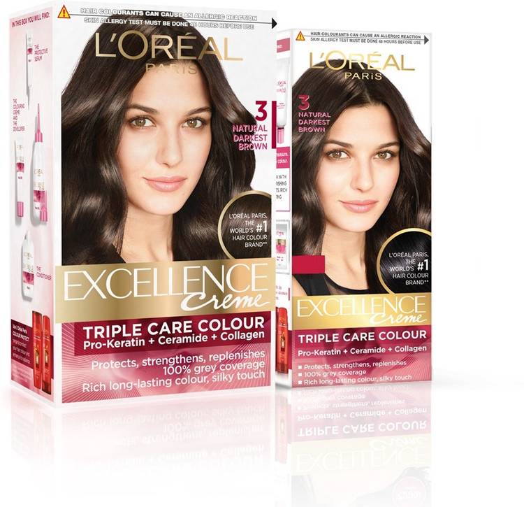 L'Oreal Paris Excellence Creme , 3 Natural Darkest Brown