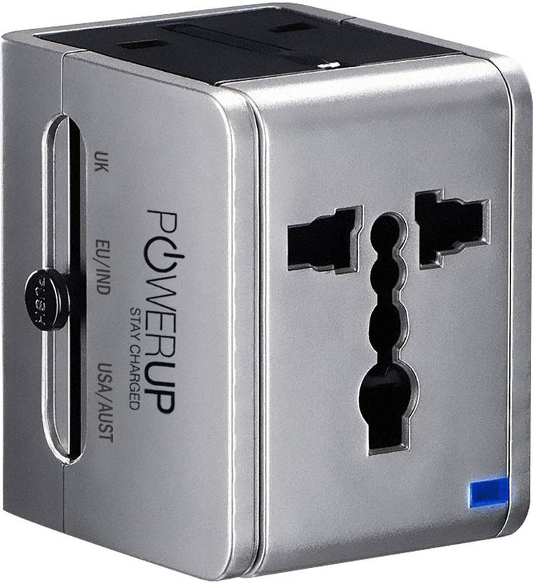 powerup stay charged Dual USB Ports Adapter Plug Worldwide Adaptor