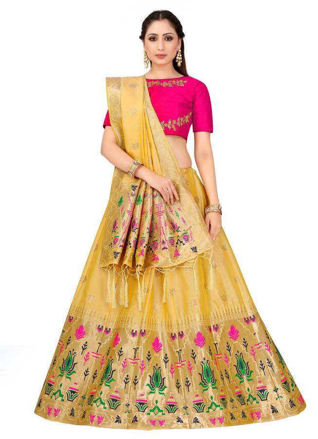 Self Design, Embroidered Semi Stitched Lehenga Choli