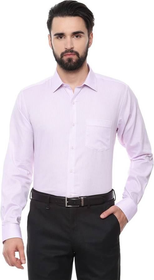 Men Boxy Fit Striped Spread Collar Formal Shirt