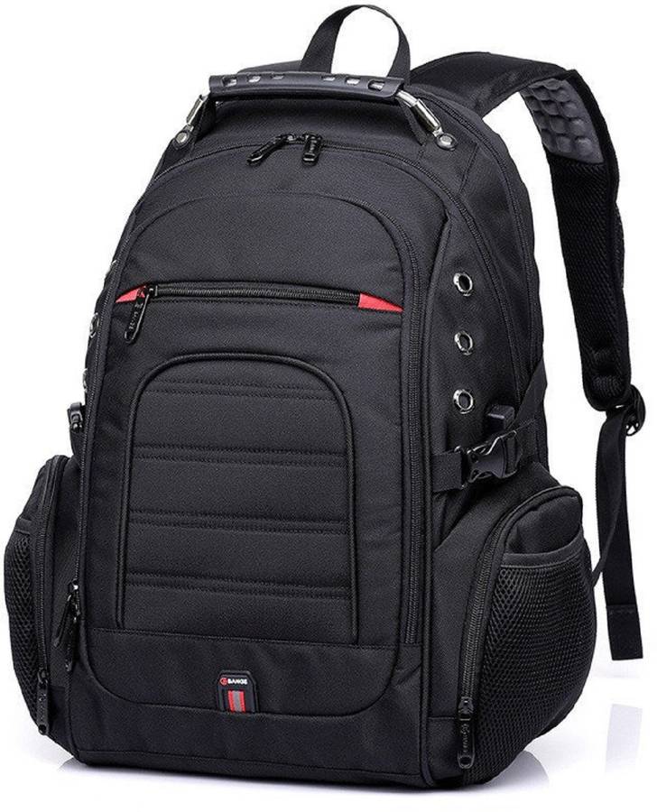 Large 40 L Laptop Backpack Men and Women RL Enforcer Polyester Bange Series 45 L 15.6-inch Laptop Bags Backpack Waterproof USB Anti Theft Travel (Black)