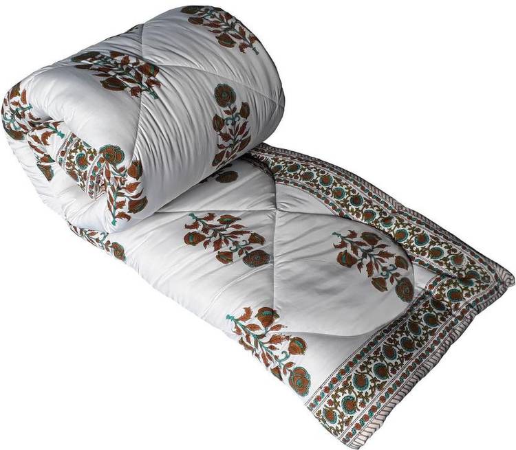 Linen center Floral Double Comforter