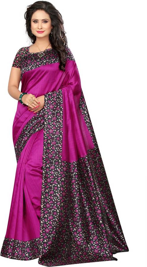 Printed Kalamkari Poly Silk Saree