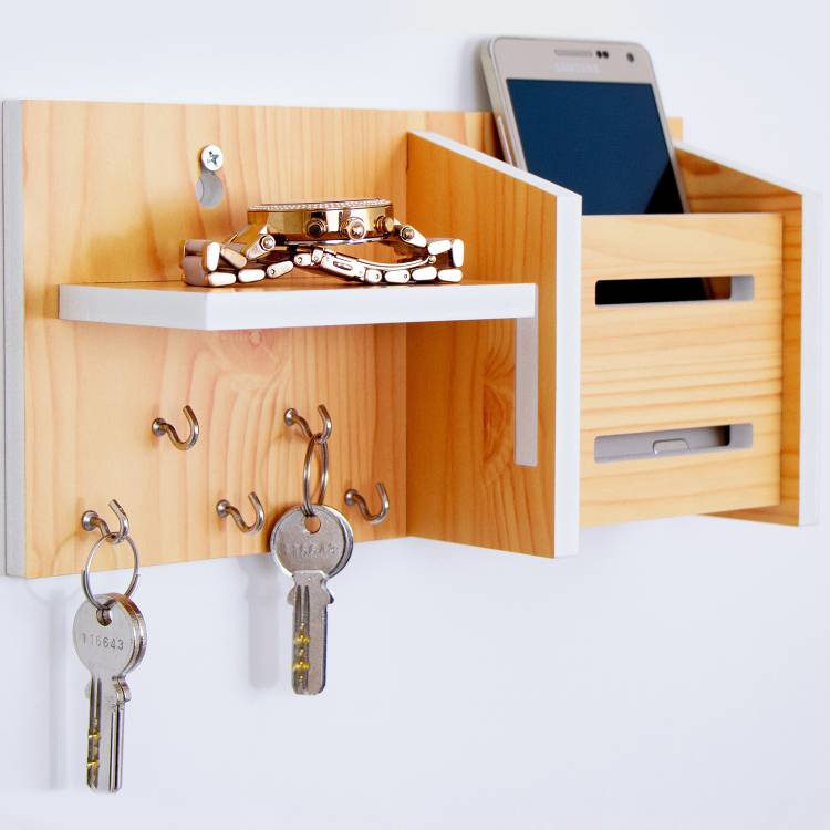 Wora Multipurpose Key Holders and Storage Racks Particle Board Wall Shelf