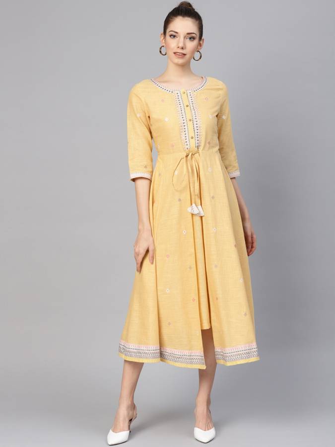 Women A-line Yellow Dress Price in India
