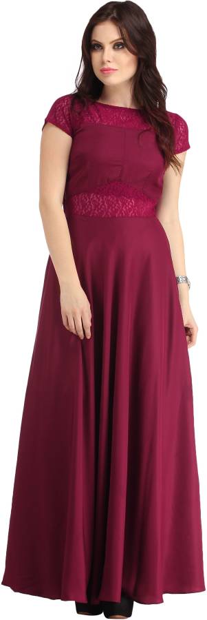 Women Gown Maroon Dress Price in India