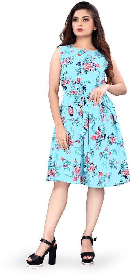Women Skater Blue Dress