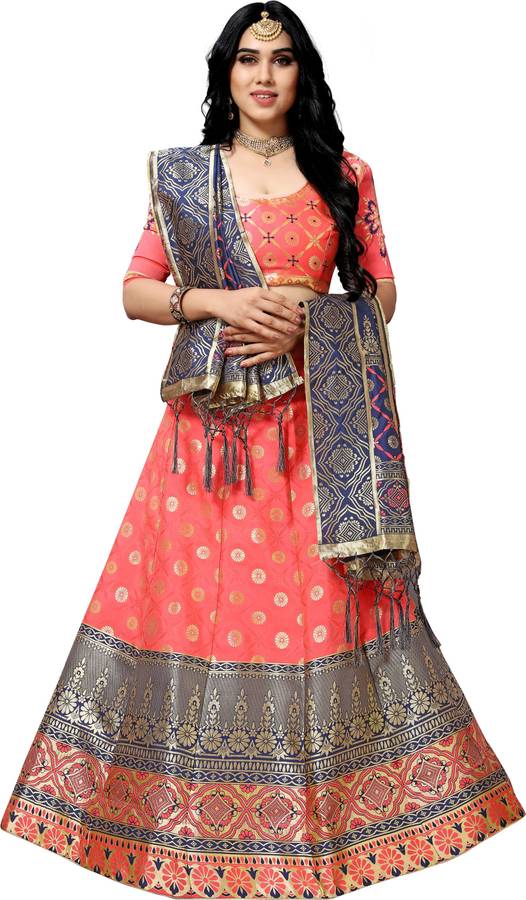 Self Design, Embellished, Paisley Semi Stitched Lehenga Choli