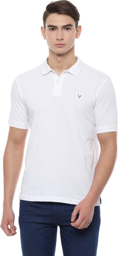 Solid Men Polo Neck White T-Shirt Price in India