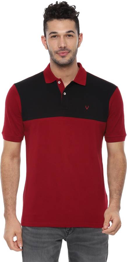 Color Block Men Polo Neck Maroon T-Shirt Price in India