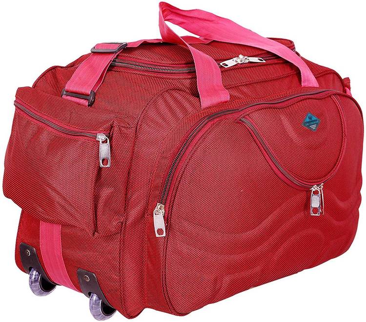 3N FASHION Polyester Lightweight 40 L Travel Duffel Bag with 2 Wheels (Red) Travel Duffel Bag