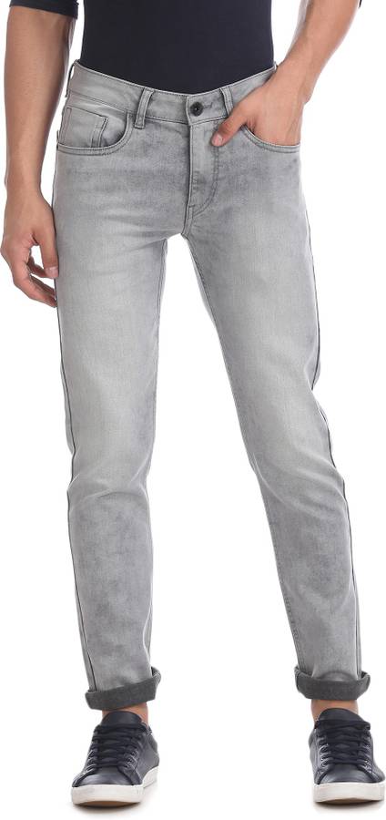 Tapered Fit Men Grey Jeans