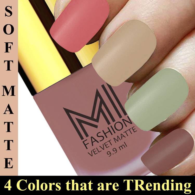 MI FASHION Knockout Shades Nail Polish Paint Set of 4 Long Lasting Combo No-01 Candy Cotton,Nude,Mint,Dark Nude Price in India