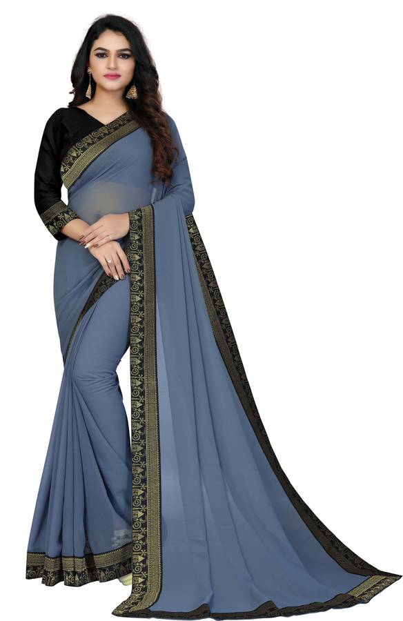 Solid Daily Wear Poly Georgette Saree