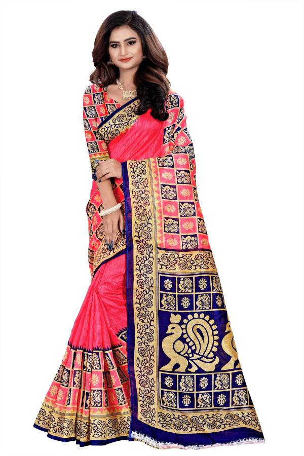 Self Design, Printed, Ombre, Geometric Print, Animal Print Daily Wear Tussar Silk, Silk Blend Saree