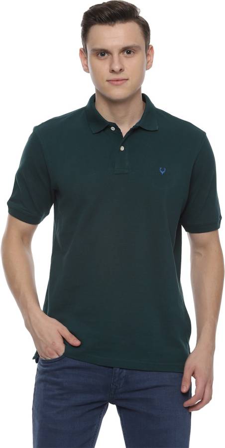 Textured Men Polo Neck Green T-Shirt Price in India