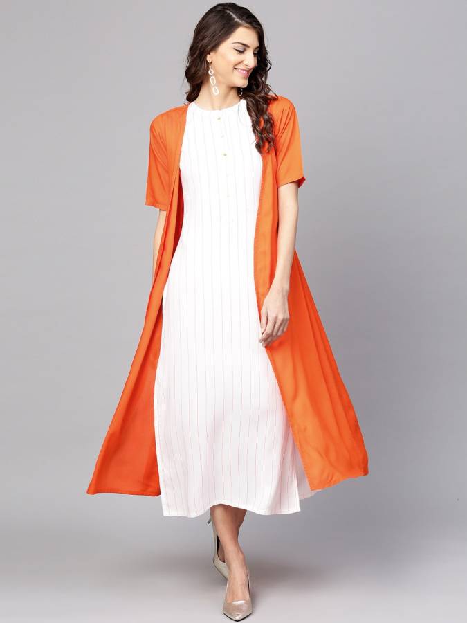 Women Striped Rayon Ethnic Dress