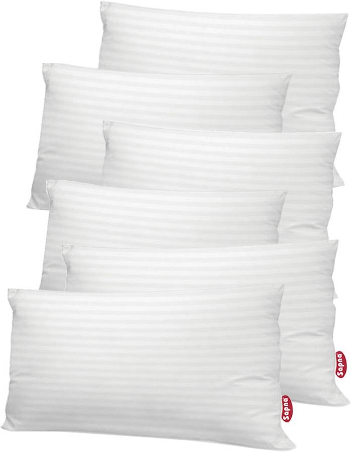 Sapna Economy Mix Hollow Fiber Pillow For Hotel and Home, Size-24"x16"x7" Set of 6 Microfibre Nature Sleeping Pillow Pack of 6