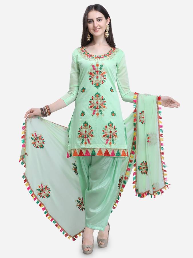 Chanderi Cotton Embroidered, Solid Salwar Suit Material